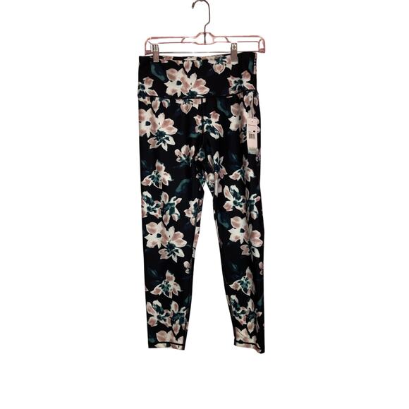 NWT Balance Collection black with pink floral leggings size large - Picture 1 of 6